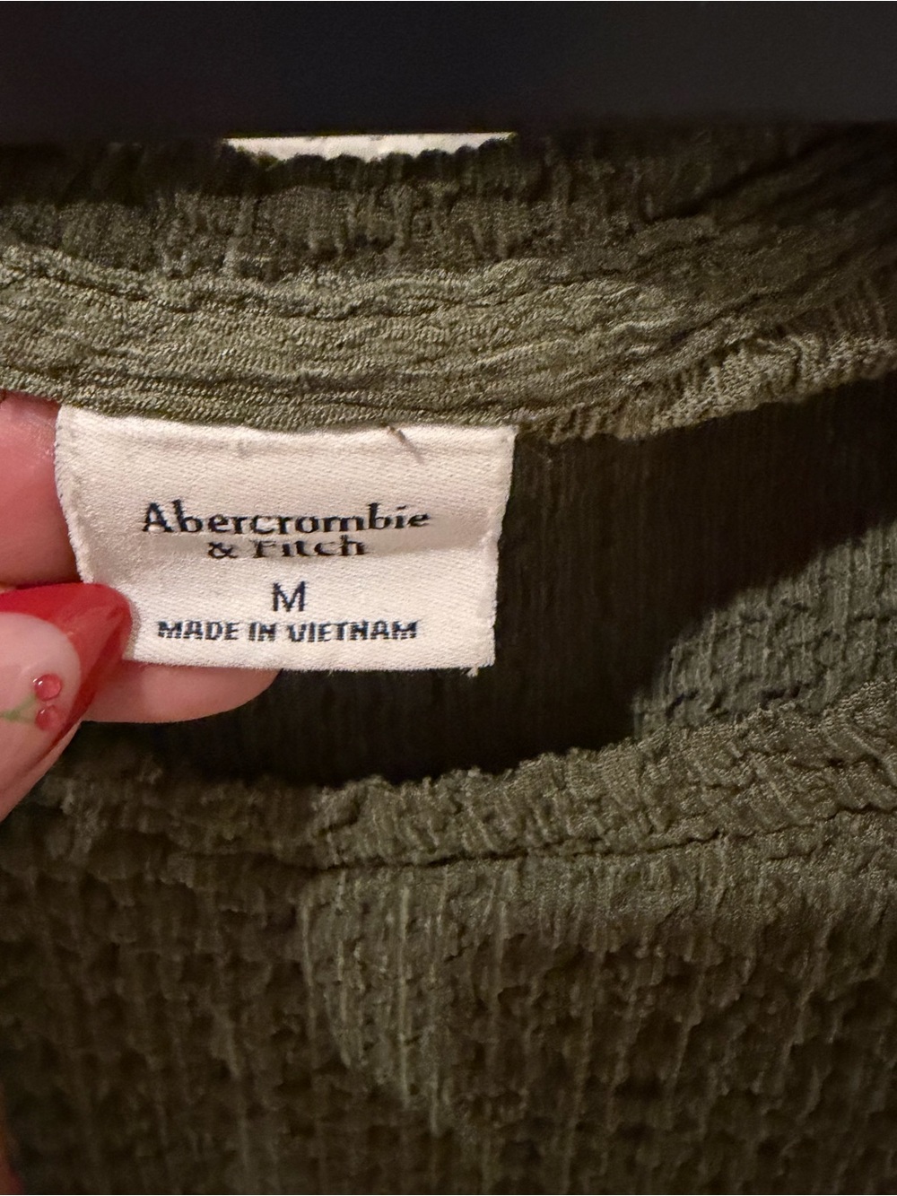 Abercrombie & Fitch Olive Waffle-Knit Short Sleeve Tee - Picture 2 of 5